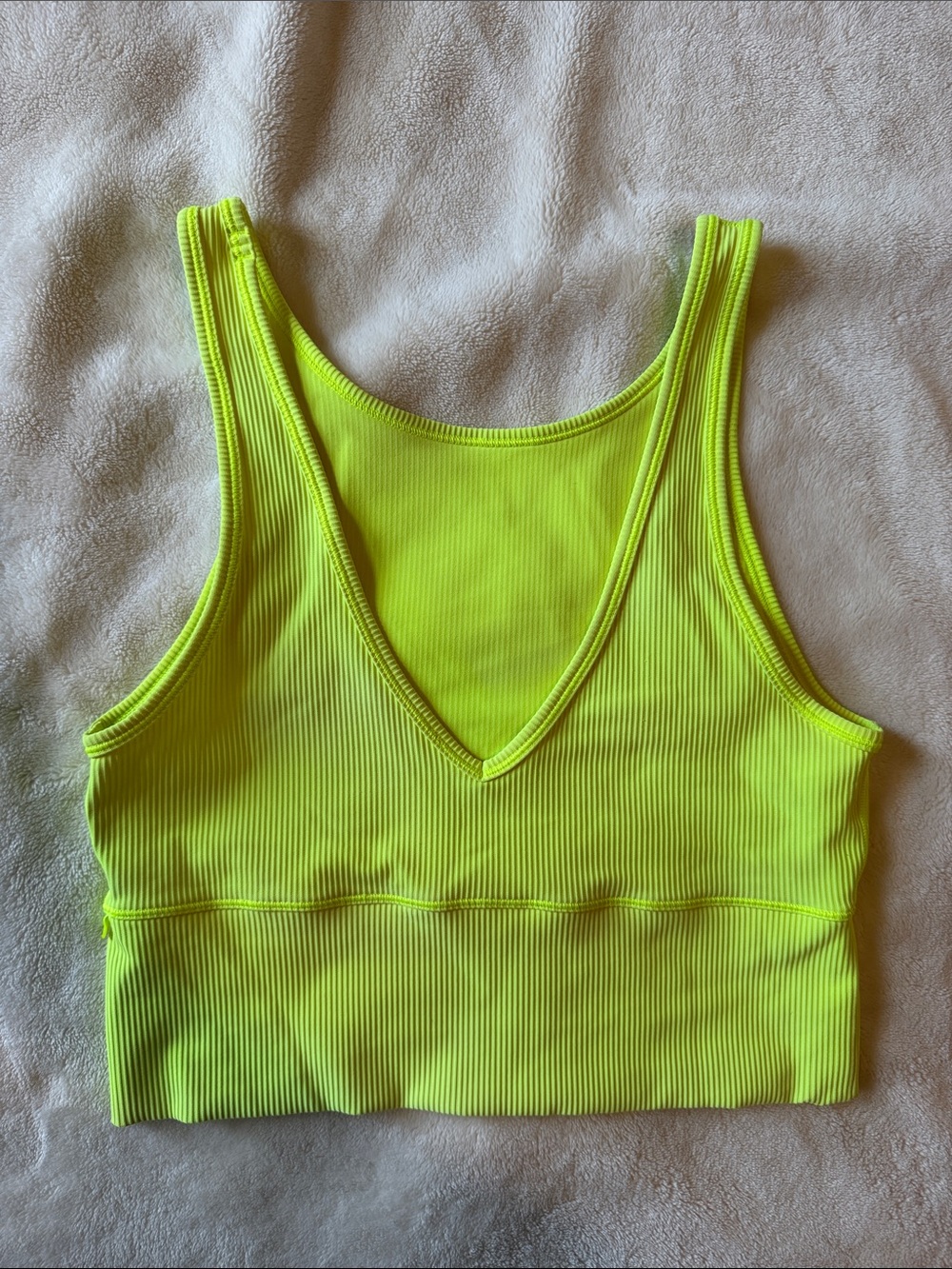 Lululemon Power Pivot Neon Yellow Ribbed V-Neck Bralette